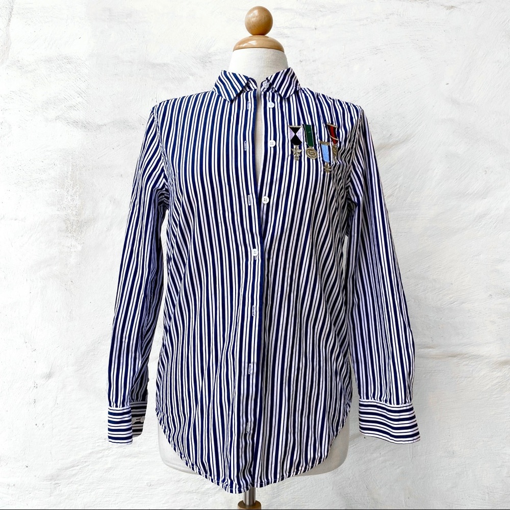 Equipment Striped Button Down Shirt Metal Details